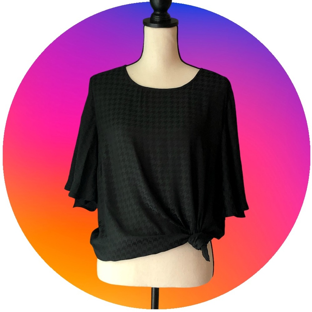 A New Day black semi sheer blouse